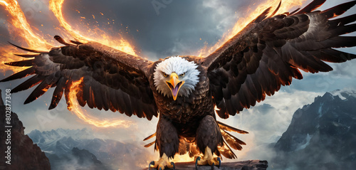 Blazing eagle in the sky