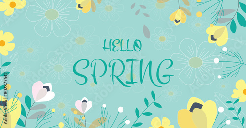 Spring template with beautiful flower. Vector illustration