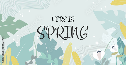 Spring template with beautiful flower. Vector illustration