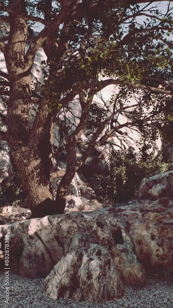 lonely tree on a top mountain in the evening lonely tree on a top mountain in the evening
