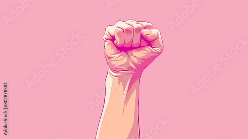 Feminist symbol. Strong powerful woman. Woman's day banner. We Can Do It. Woman s fist symbol of female power