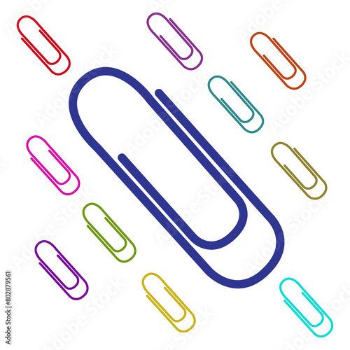 Paper clip clamp colorful vector. set of colorful paper clip icon vector illustration on white background