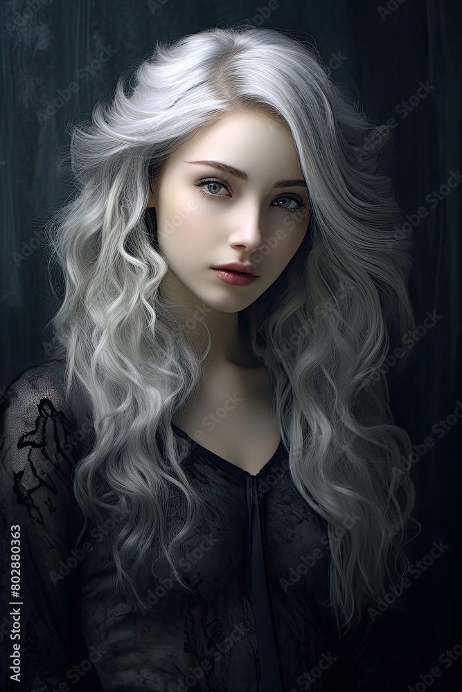 Mysterious woman with long silver hair Mysterious woman with long silver hair