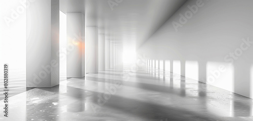 empty corridor with a window. abstract architectural background. tunnel. white corridor. interior of a modern house