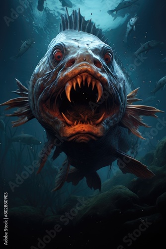 Menacing deep sea creature with sharp teeth © Balaraw