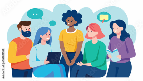 A peer support group for neurodivergent individuals who have recently been diagnosed with a condition providing them with a safe and supportive space. Vector illustration