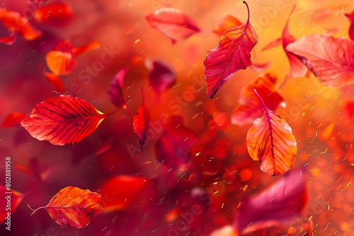 Crimson leaves pirouette in a vibrant autumn windstorm.