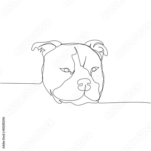 American Bully, portrait, dog breed, companion dog one line art. Continuous line drawing of friend, dog, doggy, friendship, care, pet, animal, family, canine.