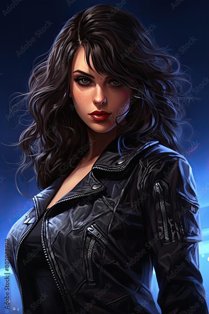 Dramatic portrait of a mysterious woman with dark hair and intense expression Dramatic portrait of a mysterious woman with dark hair and intense expression