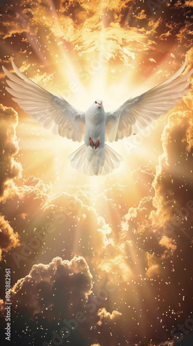 Ascending Dove in Heavenly Flight, the Ascension of Christ, the ascension of Jesus into heaven, a festival celebrated by Christians.