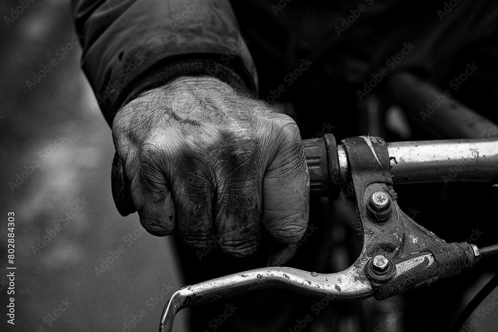 Obraz premium Close up image of person riding on bicycle created with generative ai concept