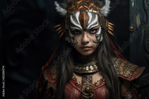Fierce warrior woman in ornate fantasy armor © Balaraw