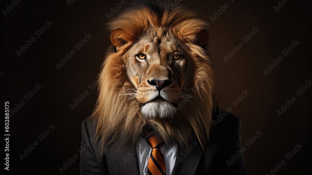 Powerful lion in business attire Powerful lion in business attire