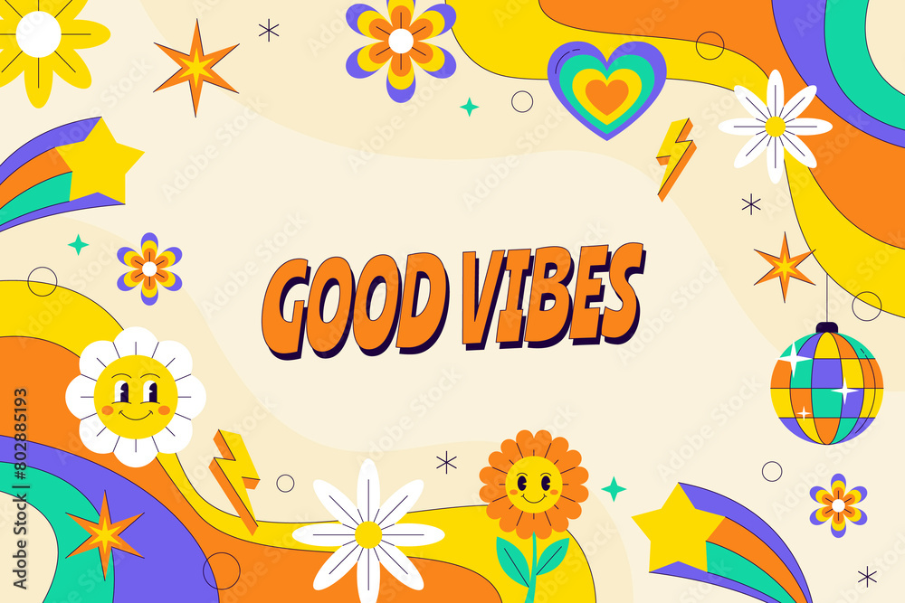 Naklejka premium Groovy background in flat design