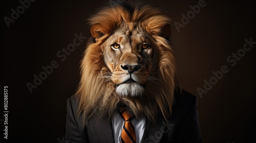Powerful lion in business attire