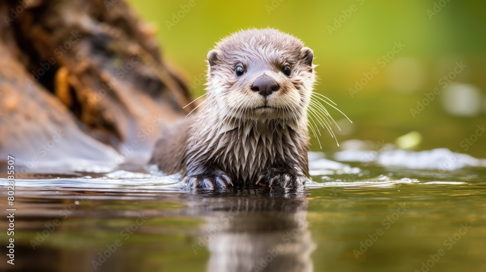 Curious otter in the water Curious otter in the water