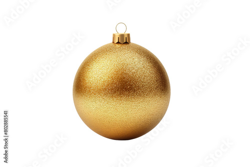 Illuminated Elegance: A Glittering Golden Christmas Bauble. On a White or Clear Surface PNG Transparent Background.