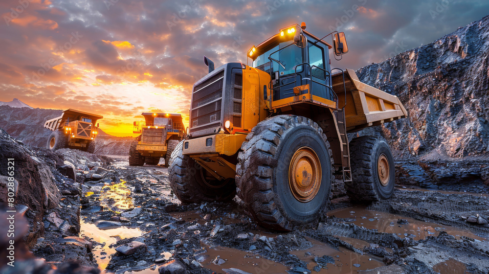 Heavy machinery at work at construction site. Rebuilding, reshaping, excavating, expanding. Hard work. Heavy machinery at work at construction site. Rebuilding, reshaping, excavating, expanding. Hard work.
