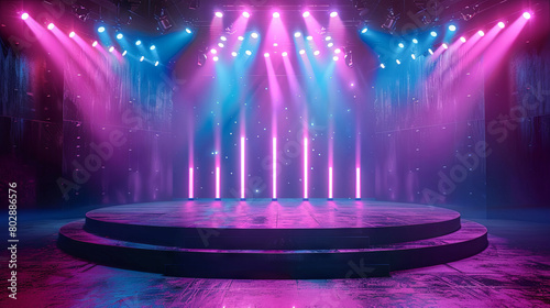 Podium with bright lighting, stage podium scene