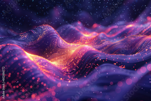 Abstract Waving Particle Technology Background with light effect.