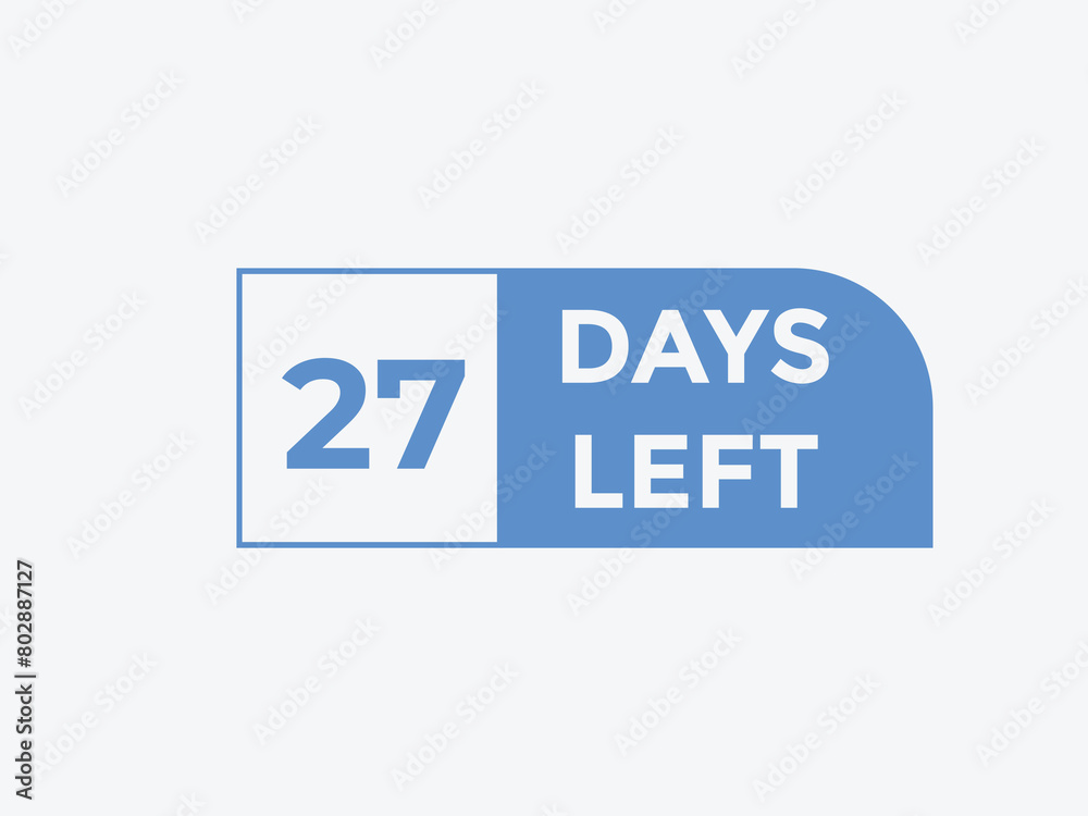 27 days to go countdown template. 27 day Countdown left days banner design. 27 Days left countdown timer
