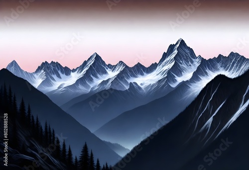 dark and mysterious Serene mountain range at sunse (6) 1 #802888528