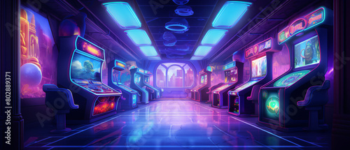 Arcade games room neon light