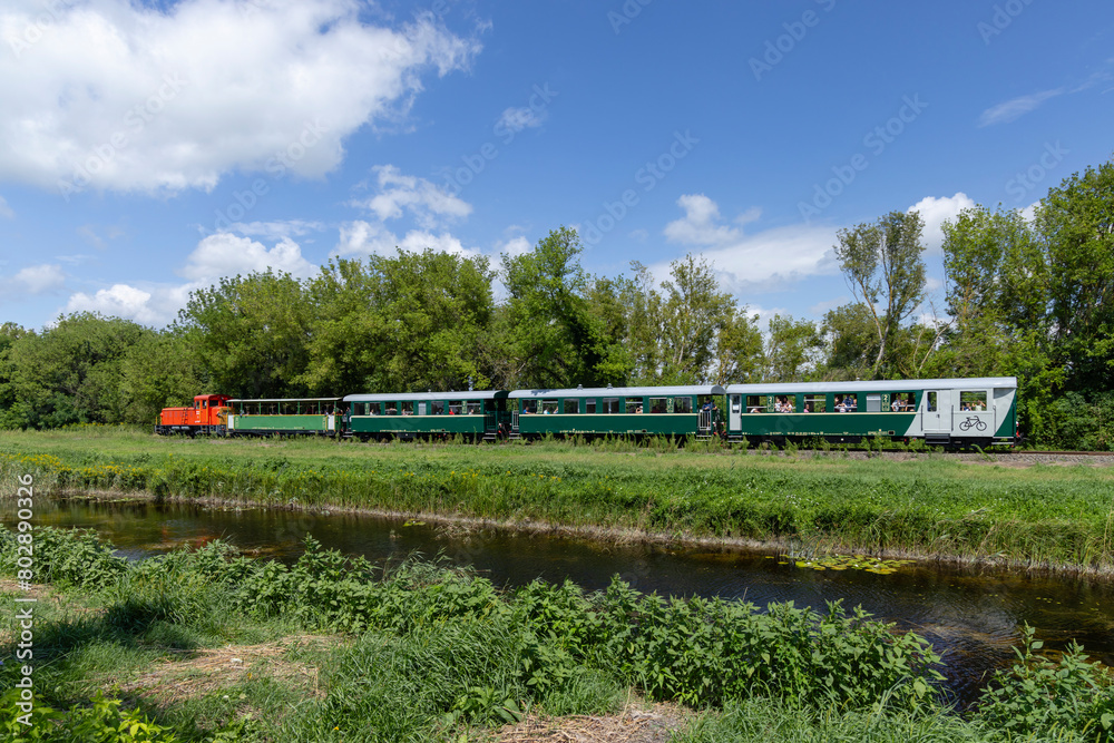 Narrow gauge railway from Balatonfenyves to Csisztafurdo near Balaton, Somogy region, Hungary Narrow gauge railway from Balatonfenyves to Csisztafurdo near Balaton, Somogy region, Hungary