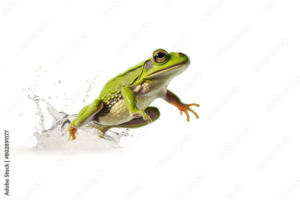 Fototapeta premium The Leaping Frog. On a White or Clear Surface PNG Transparent Background.