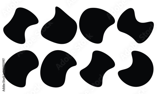 8Modern liquid irregular blob shape abstract elements graphic flat style design with white background.