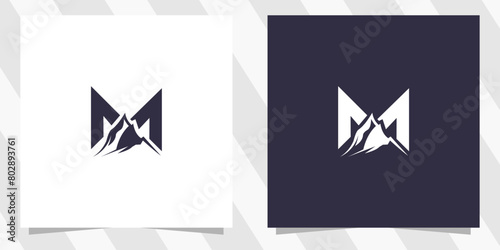 letter m with mountain logo design