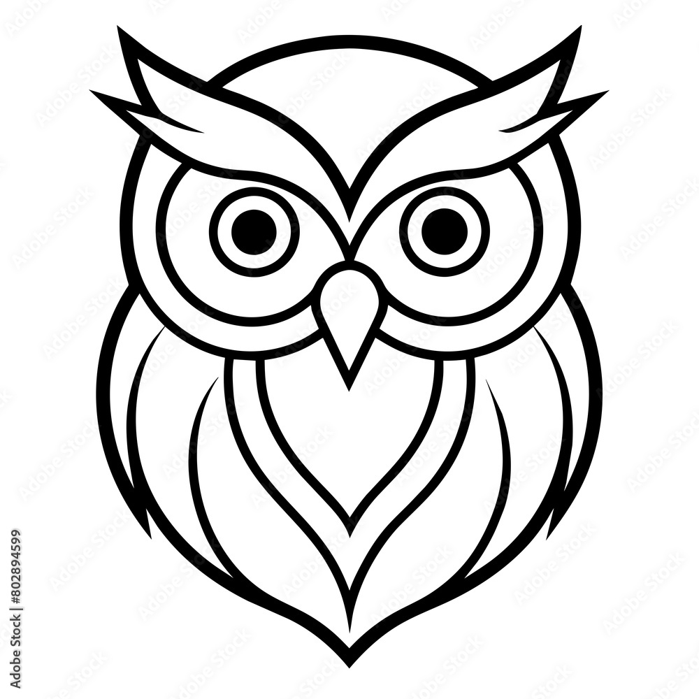 Owl head vector icon illustration line art