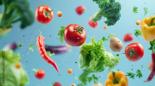 A splash of fresh vegetable. Vegetarianism, vitamins, healthy nutrition, diet.