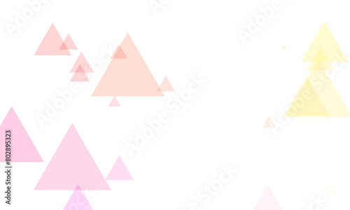 The image is of multi-colored triangles on a white background. The triangles are pink  yellow  and orange.