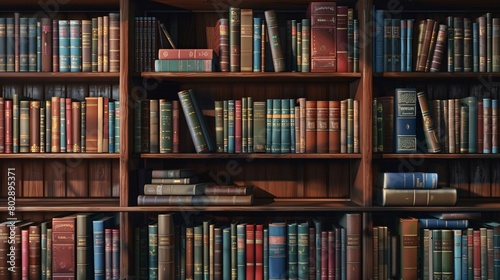 old books on wooden shelves