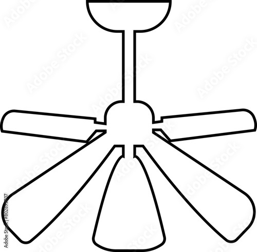Celling fan icon in trendy line style editable stock. Air Fan vector sign. Celling fan icon clipart avatar logotype symbol to cool the room and circulate the air isolated on transparent background.