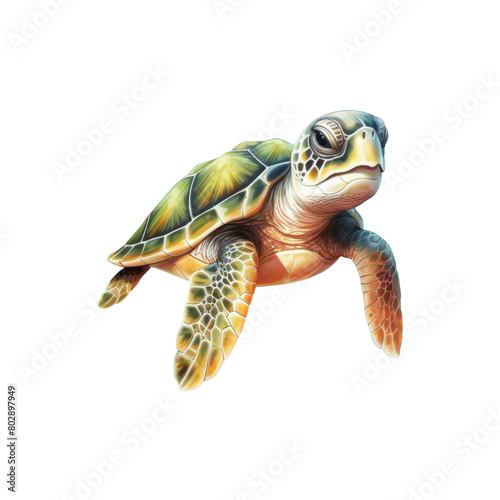 Turtle Isolated Detailed Watercolor Hand Drawn Painting Illustration