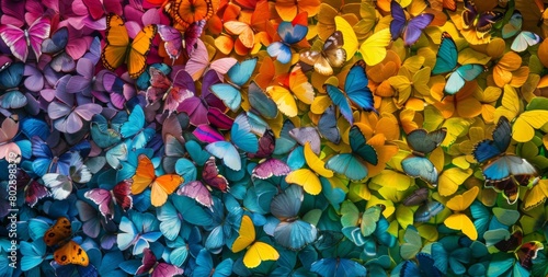 Vibrant rainbow of butterflies in different colors © wanna