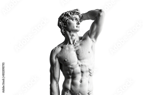Statue of David marble isolated on while