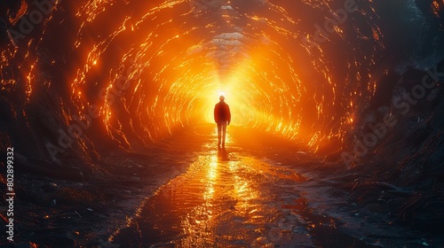 Depiction of light visible at the end of a tunnel.