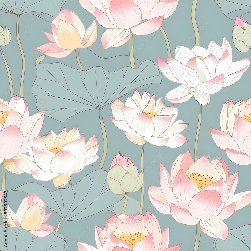 lotus decorative seamless pattern vector