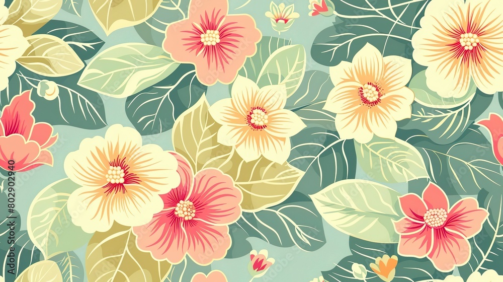 custom made wallpaper toronto digitalPastel Floral Pattern With Botanical Elements Colorful Flowers Nature