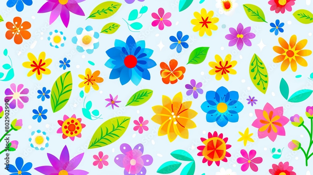 Pastel Floral Pattern With Botanical Elements Colorful Flowers Nature