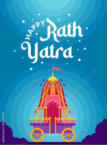 Flat rath yatra banner illustration photo