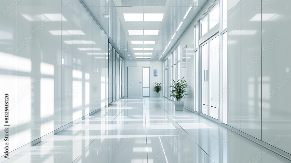 A white modern hospital corridor A white modern hospital corridor