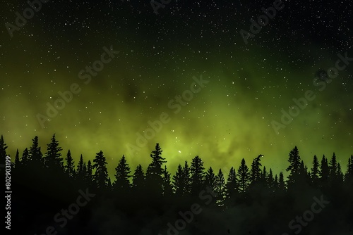 Minimalist aurora borealis in a night sky