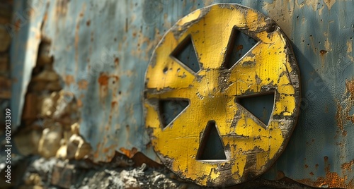 Rusted Yellow wheel in a Circular Frame