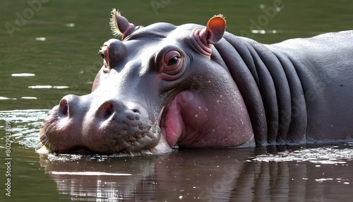 A Hippopotamus With Its Nostrils Flaring Searchin 2