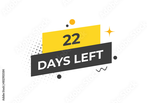 22 days to go countdown template. 22 day Countdown left days banner design. 22 Days left countdown timer
