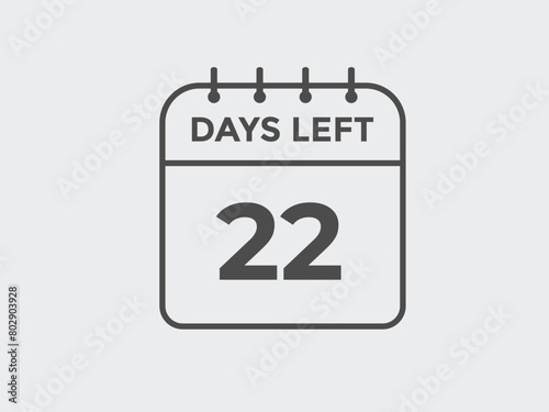 22 days to go countdown template. 22 day Countdown left days banner design. 22 Days left countdown timer
